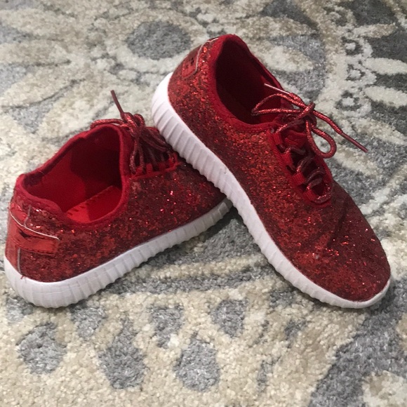 red sparkly tennis shoes